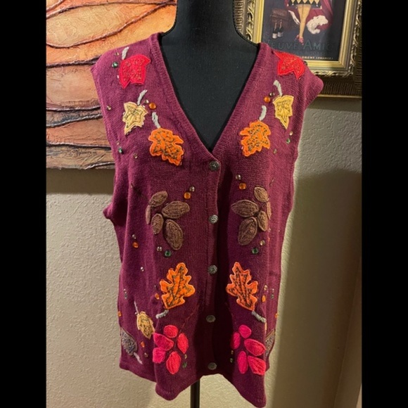 Bobbie Brooks Sweaters - Grandmacore Autumn/Fall Embellished Sweater Vest